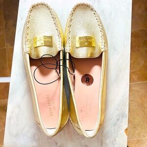 Kate Spade Gold “Corrie” Slip On Flats / Loafers new without tags size 8
